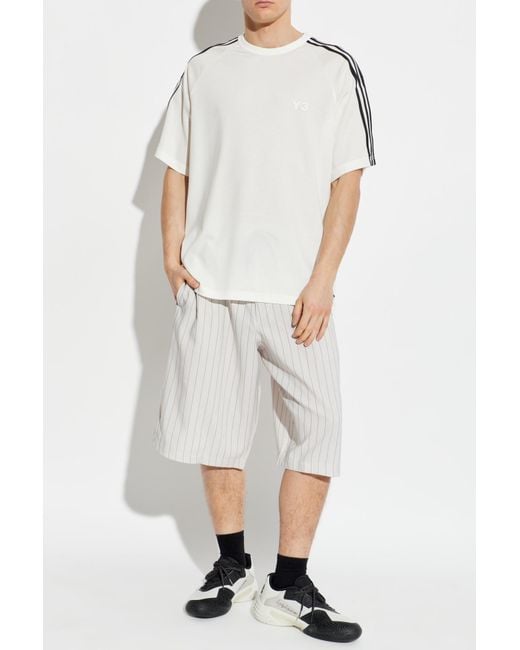 Y-3 White Striped Pattern Shorts for men