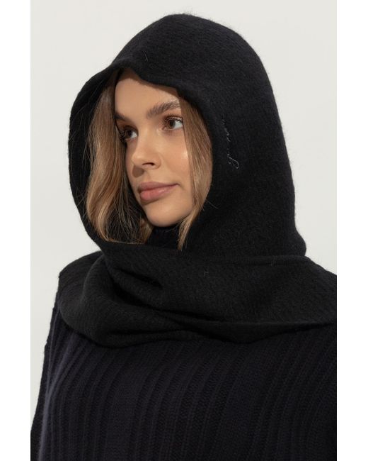Ganni Black Wool Hood With Ties
