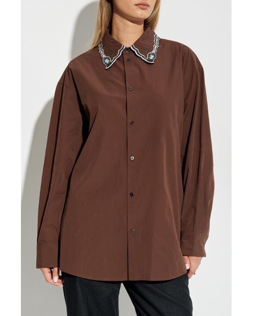 Lemaire Brown Shirt With Decorative Collar