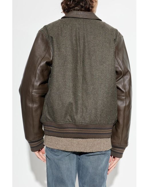 Rag & Bone Gray Wool Jacket With Leather Sleeves for men