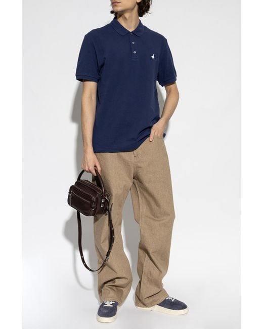 Moschino Blue Cotton Polo for men