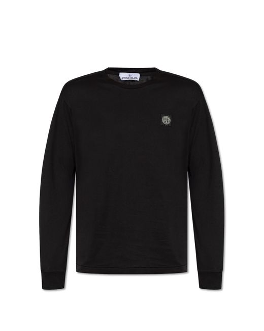 Stone Island Black T-Shirt With Long Sleeves, '