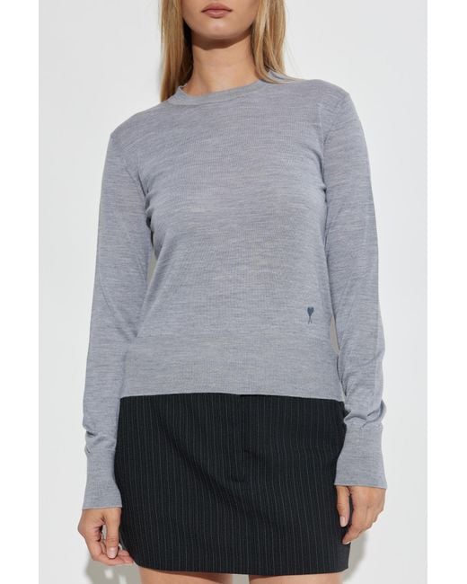 AMI Gray Thin Wool Sweater
