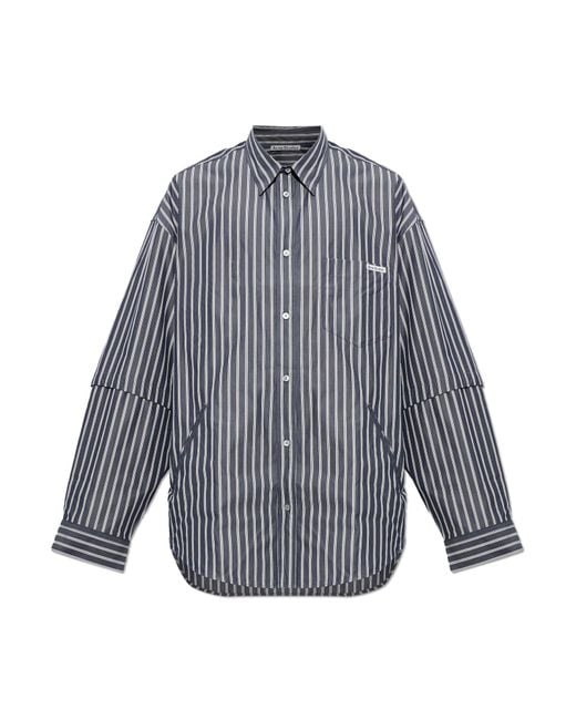 Acne Blue Cotton Shirt With Pocket for men