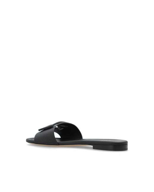 Fendi White Leather Slides
