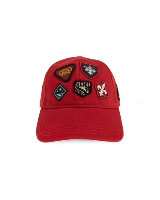 DIESEL Red Cap With Visor 'C-Scud' for men