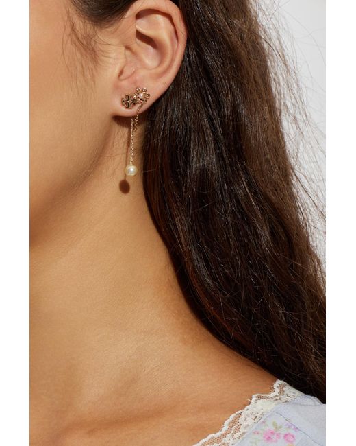Tory Burch White Earrings With Logo