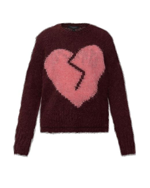 AllSaints Red Wool Sweater 'Luvheart'