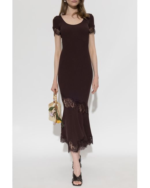 Self-Portrait Brown Dress With Lace Inserts