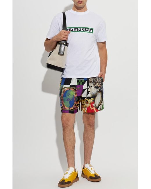 Versace White Cotton T-Shirt With Print for men