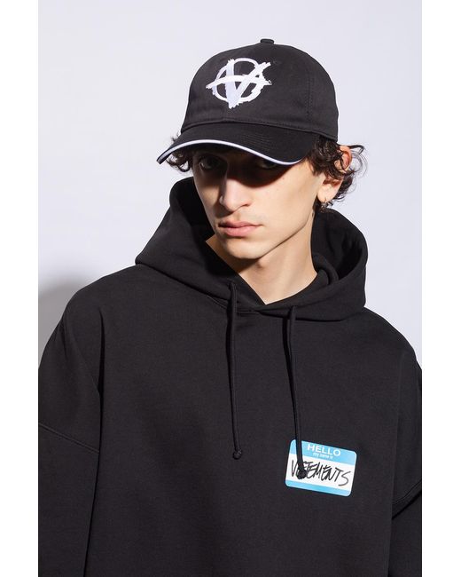 Vetements Black Baseball Cap With Logo for men