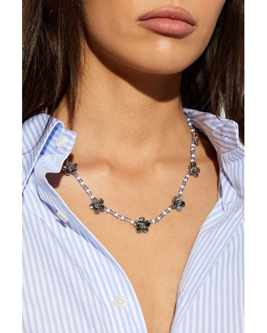 Marc Jacobs White Necklace With A Floral Motif