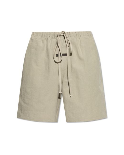 Fear Of God White Cotton Shorts With Logo Patch for men