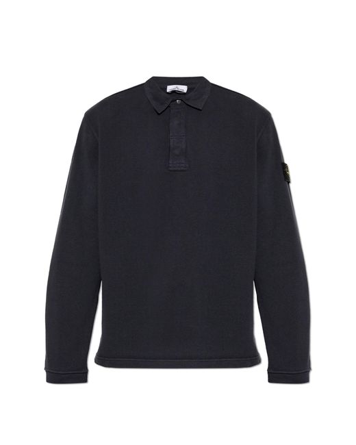 Stone Island Blue Sweatshirt With Logo Patch for men