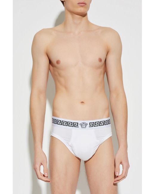 Versace White Cotton Briefs for men