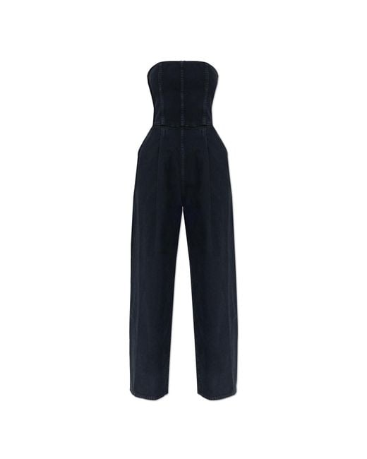 Agolde Blue Strapless Denim Jumpsuit