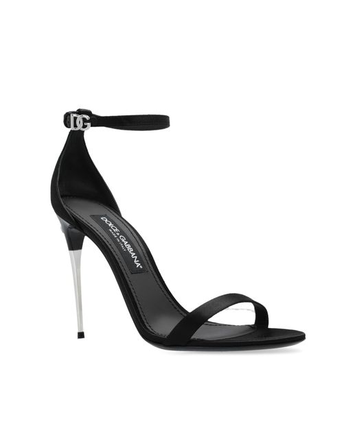 Dolce & Gabbana Black Sandals On Decorative Heel