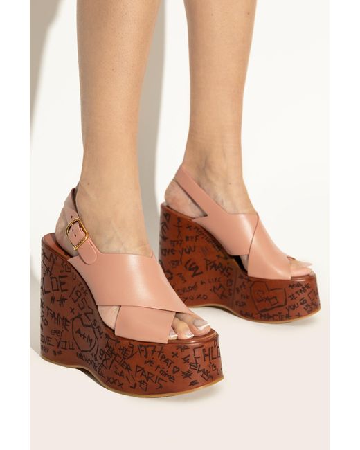 Chloé Brown Wedge Sandals "Maxime"
