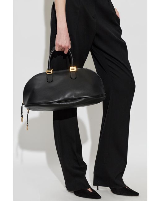 Balenciaga Black Leather Bag "Bolero Bowling Medium"