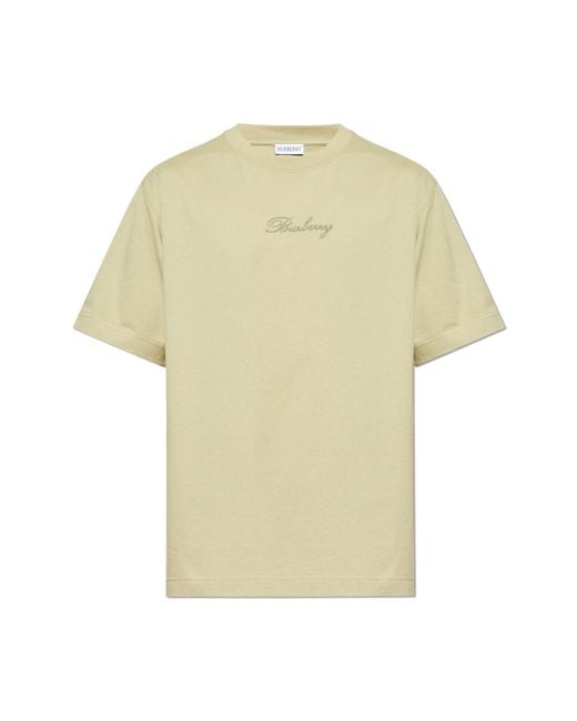 Burberry Yellow T-Shirt With Embroidered Logo for men