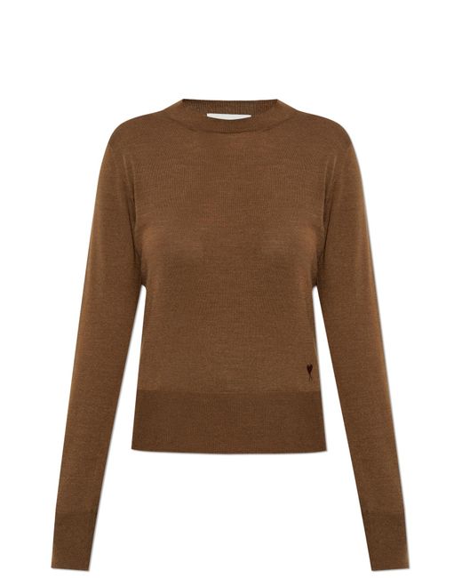 AMI Brown Thin Wool Sweater
