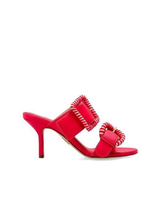 Rodo Red Leather Heeled Mules