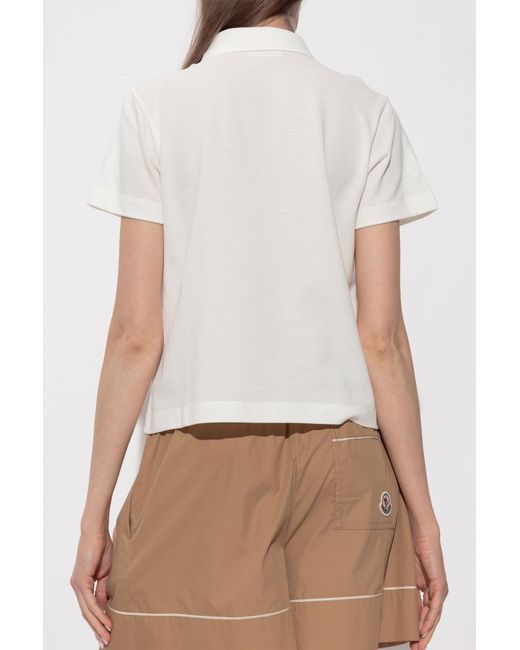 Moncler White Polo With Logo Patch