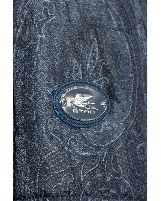 Etro Blue Padded Jacket With Pockets for men
