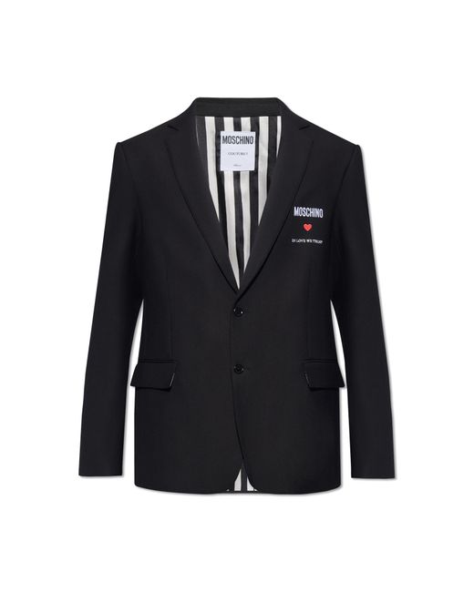 Moschino Black Logo-embroidered Blazer, for men