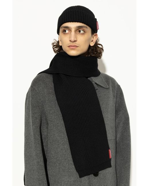 DSquared² Black Set: Hat And Scarf for men