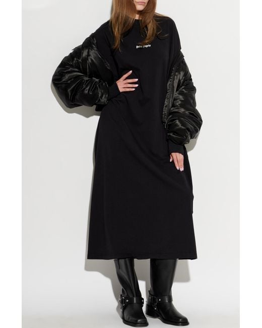 Palm Angels Black Dress With Logo