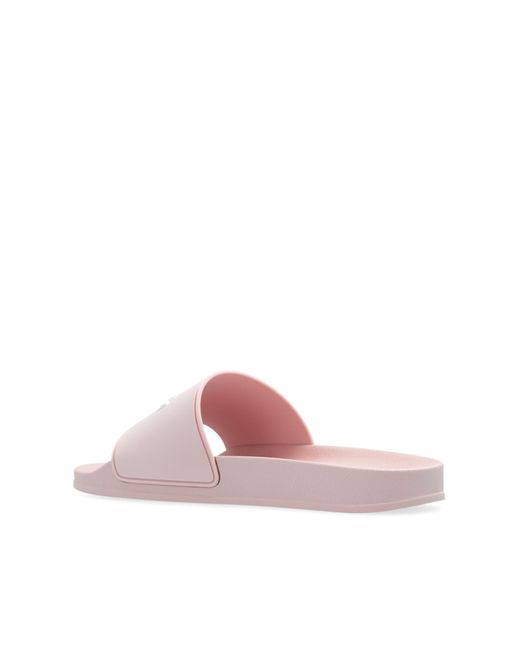 Palm Angels Pink Rubber Slides With Logo,