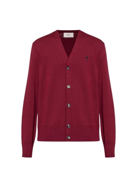 AMI Cardigan With Embroidered Logo for men