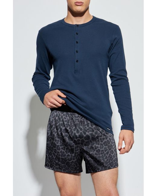 Tom Ford Blue Long-Sleeve Underwear T-Shirt for men