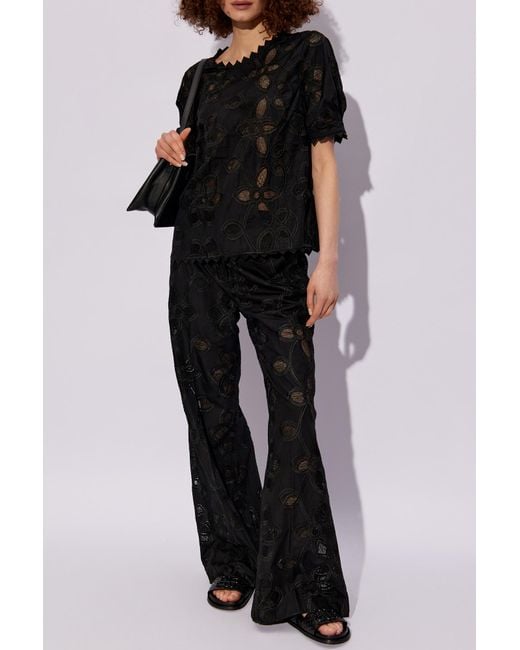 Munthe Black 'eileen' Embroidered Trousers,