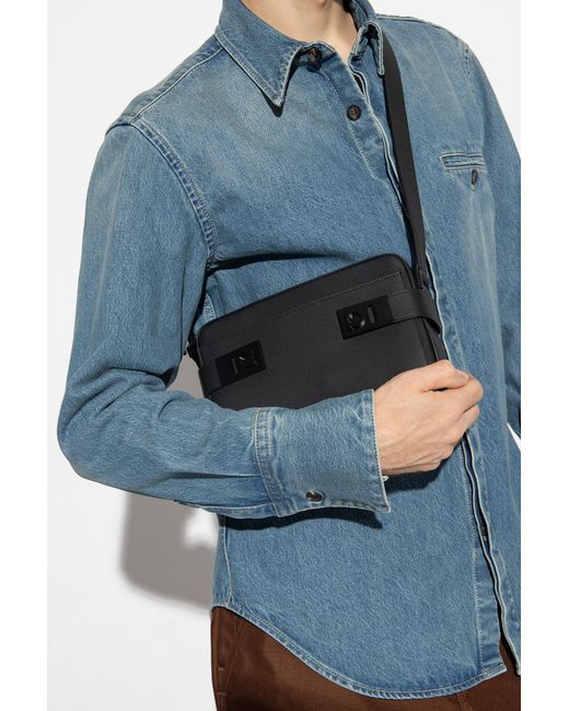 Ferragamo Black Leather Shoulder Bag for men