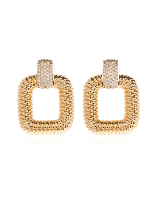 Self-Portrait Metallic Earrings With Shimmering Crystals