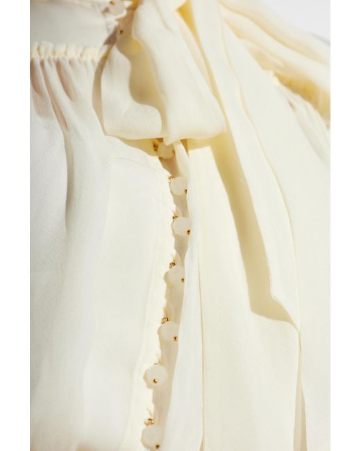 Zimmermann White Loose-fitting Shirt With Shimmering Buttons,