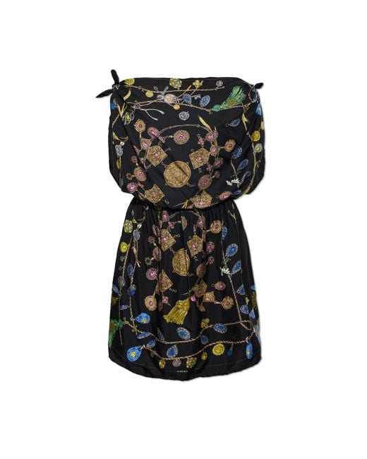 Versace Black Silk Dress With "Broken Jewels" Print