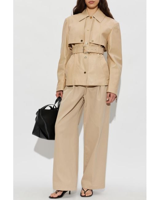 Max Mara Natural "Tenzone" Leather Jacket