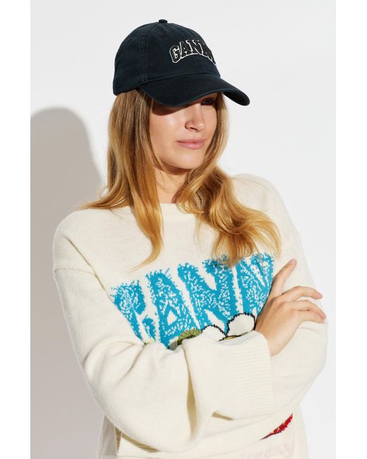 Ganni Blue Baseball Cap