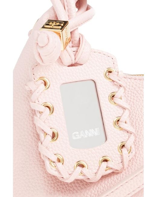 Ganni Blue Hand-Held Bag With Pendant