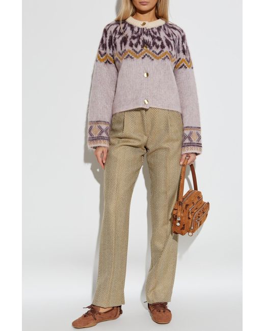 Forte_forte Natural Herringbone Pattern Trousers
