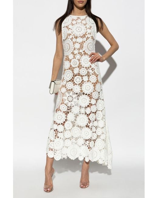 Self-Portrait White Sleeveless Lace Dress