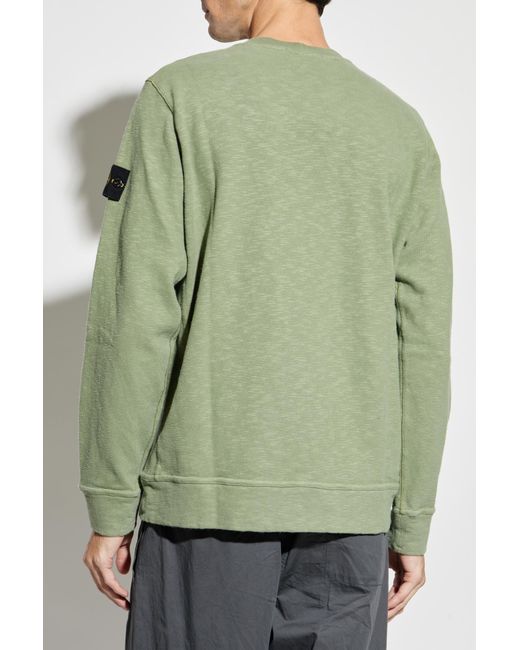 Stone Island Green Sweatshirt With Logo Patch for men