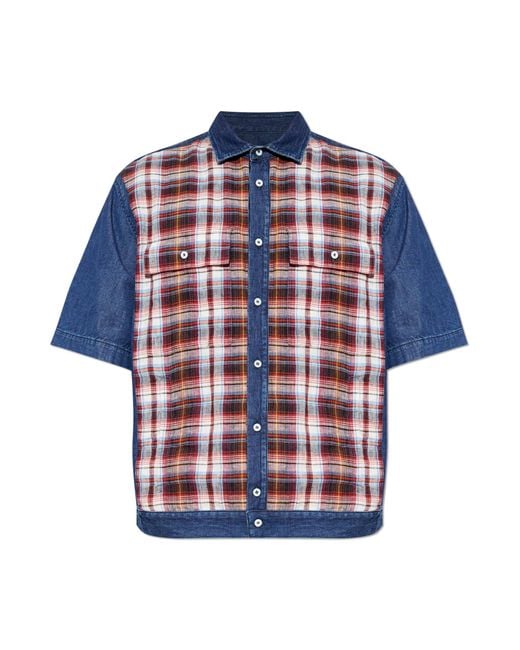 DSquared² Blue Denim Shirt With Plaid Pattern for men