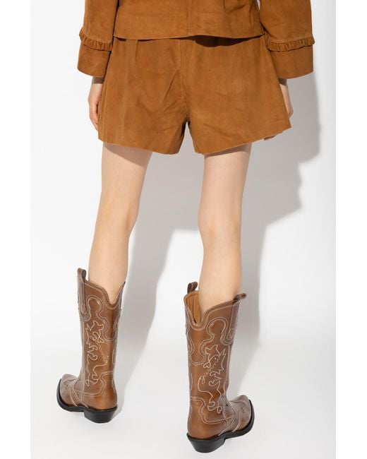 Custommade• Brown 'nida' Suede Shorts,