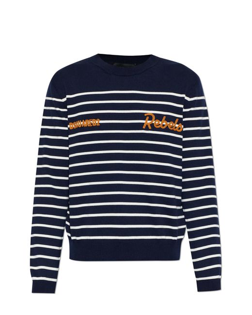 DSquared² Blue Sweater With Logo for men