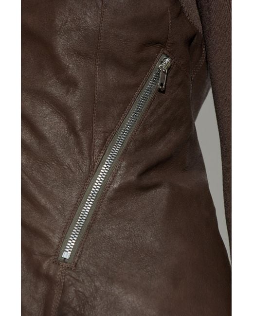 Rick Owens Brown Leather Jacket 'Naska'