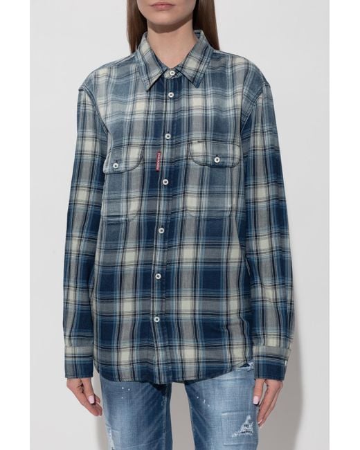 DSquared² Blue Plaid Pattern Shirt